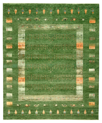 Gabbeh Teppich - Loribaft Indus - 246 x 206 cm - grün