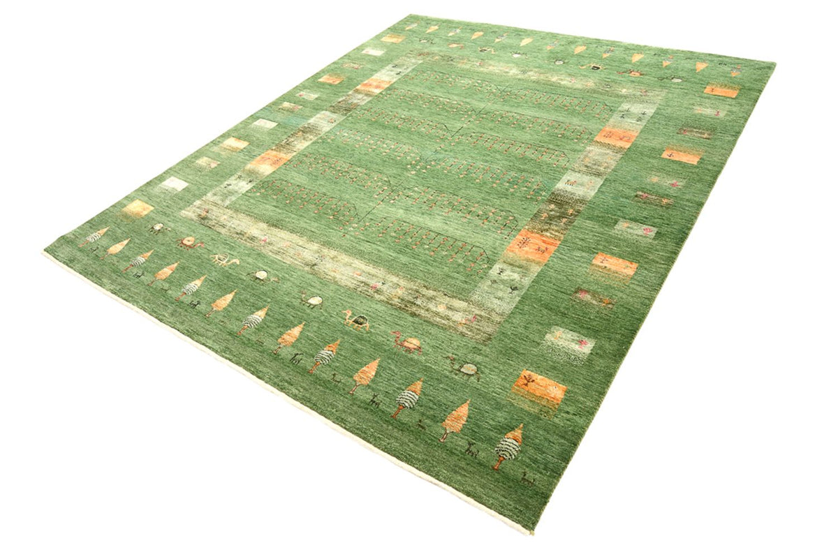 Gabbeh Teppich - Loribaft Indus - 246 x 206 cm - grün