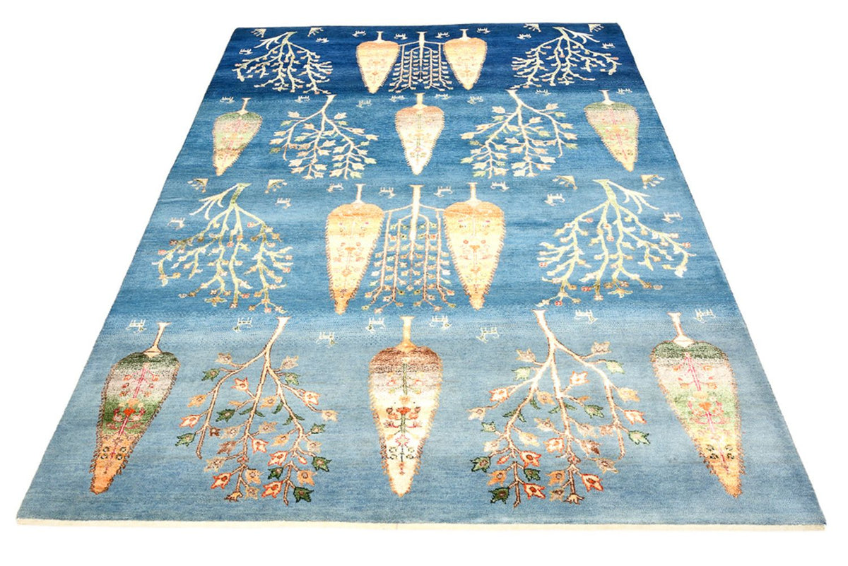 Gabbeh Teppich - Loribaft Indus - 247 x 173 cm - seeblau