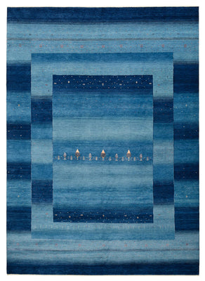 Gabbeh Teppich - Loribaft Indus - 345 x 247 cm - seeblau