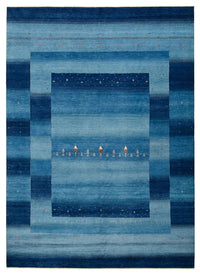 Gabbeh Teppich - Loribaft Indus - 345 x 247 cm - seeblau