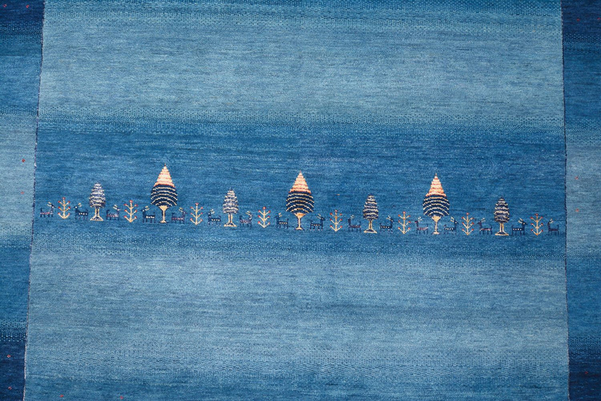 Gabbeh Teppich - Loribaft Indus - 345 x 247 cm - seeblau