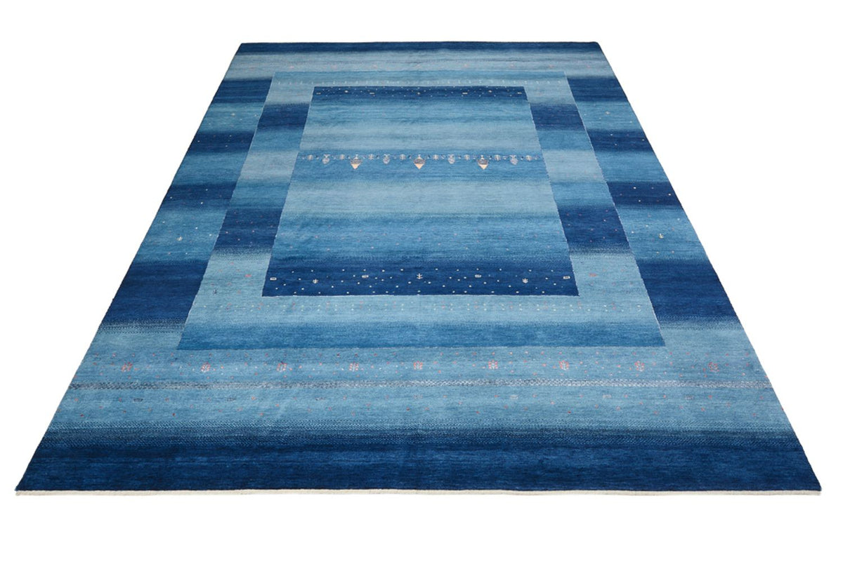 Gabbeh Teppich - Loribaft Indus - 345 x 247 cm - seeblau