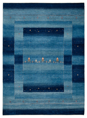 Gabbeh Teppich - Loribaft Indus - 235 x 169 cm - seeblau