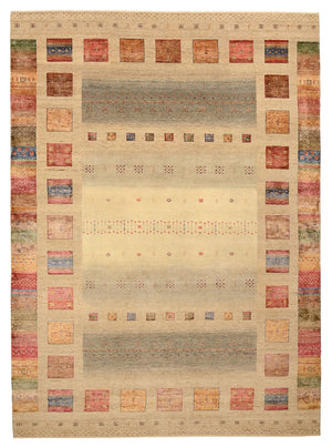 Gabbeh Teppich - Loribaft Indus - 351 x 254 cm - dunkelbeige