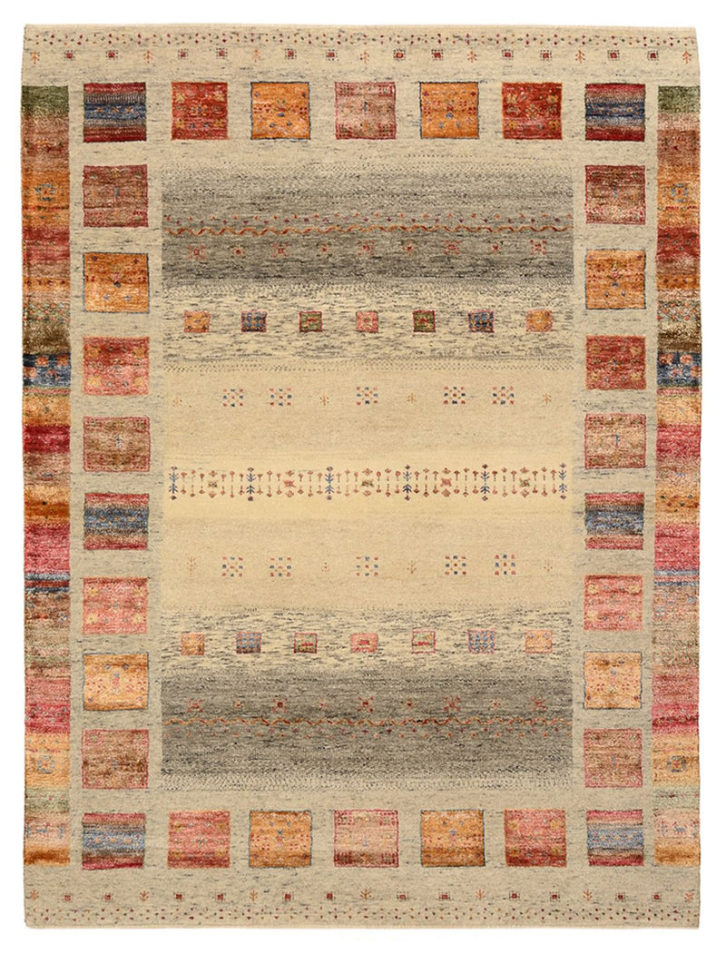 Gabbeh Teppich - Loribaft Indus - 205 x 154 cm - dunkelbeige