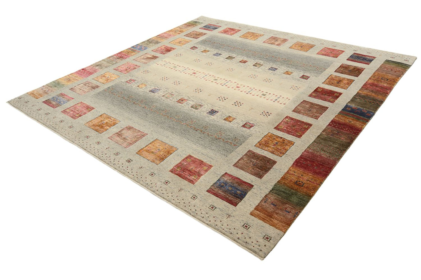 Gabbeh Teppich - Loribaft Indus quadratisch  - 249 x 248 cm - dunkelbeige