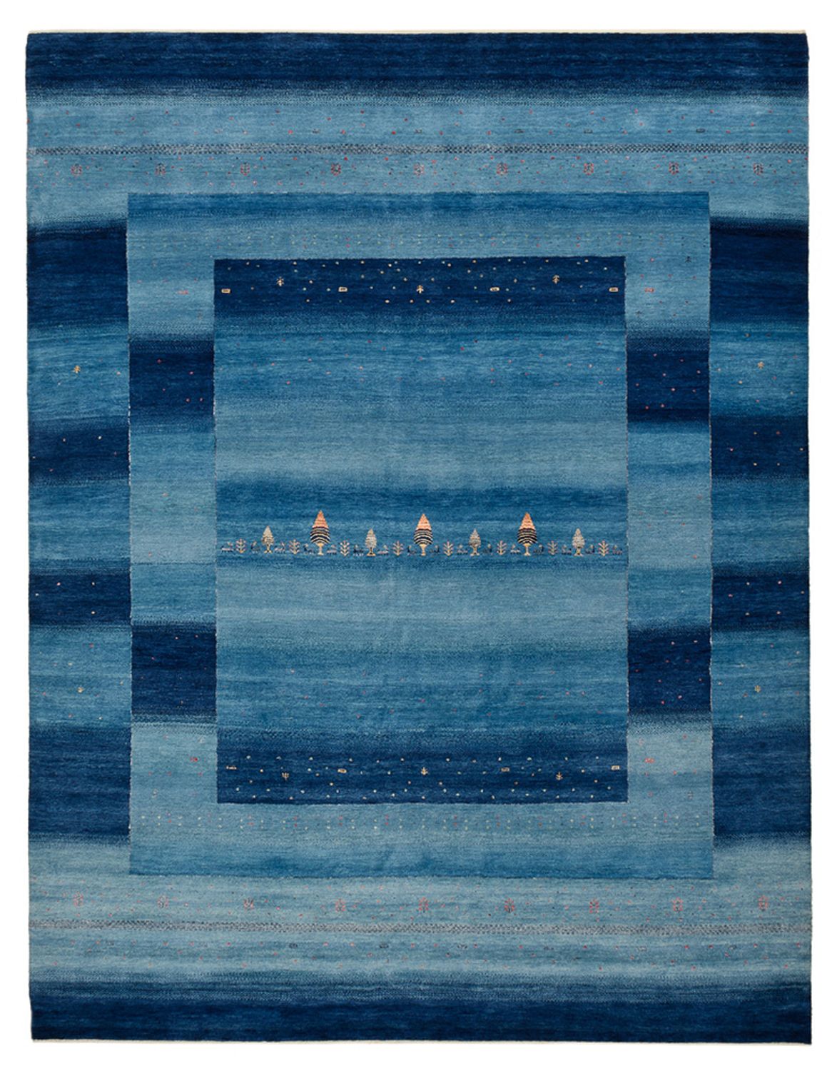 Gabbeh Teppich - Loribaft Indus - 329 x 253 cm - seeblau