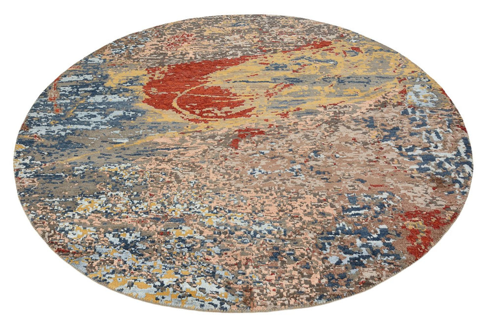 Designer Teppich rund  - 182 x 180 cm - mehrfarbig