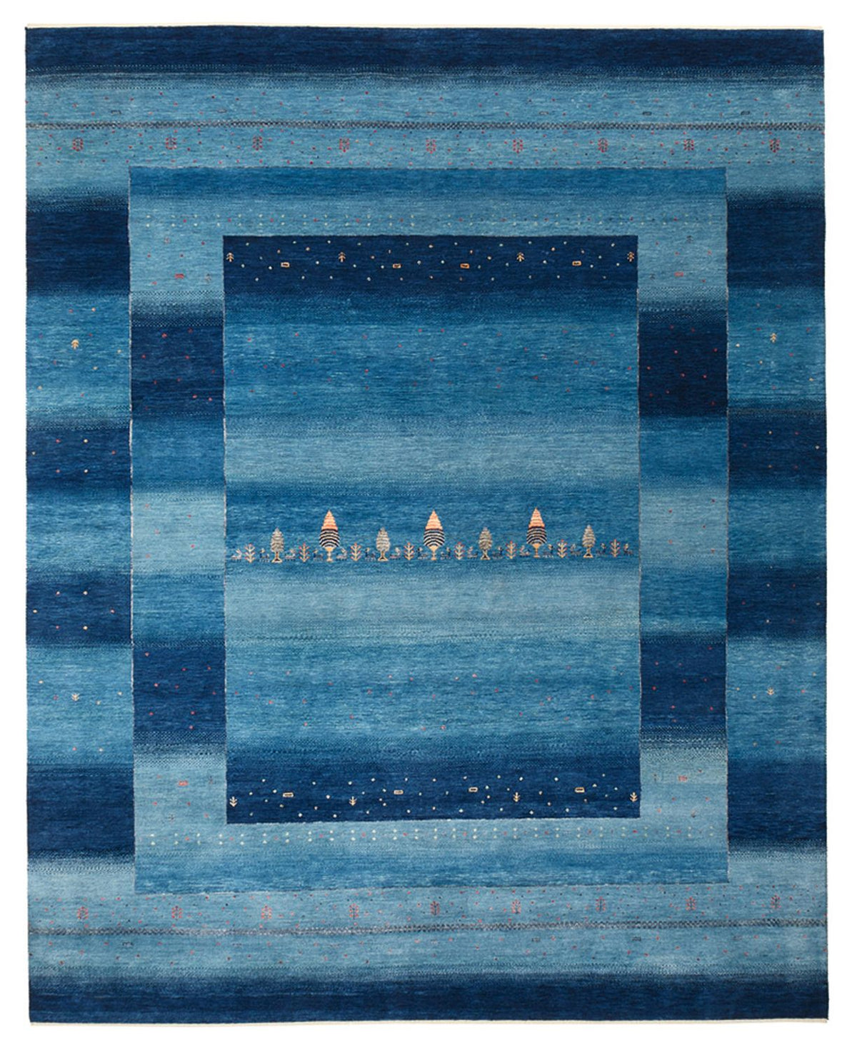 Gabbeh Teppich - Loribaft Indus - 303 x 241 cm - seeblau