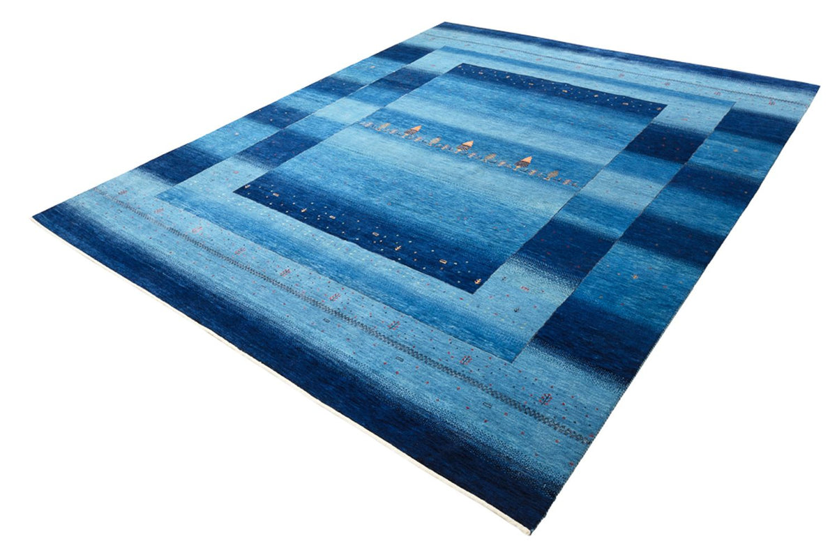 Gabbeh Teppich - Loribaft Indus - 303 x 241 cm - seeblau