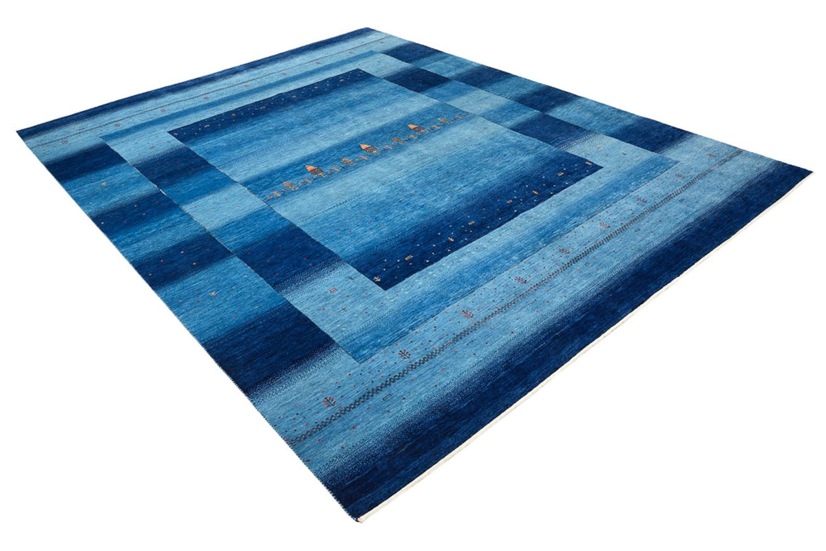 Gabbeh Teppich - Loribaft Indus - 303 x 241 cm - seeblau