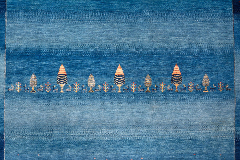 Gabbeh Teppich - Loribaft Indus - 303 x 241 cm - seeblau