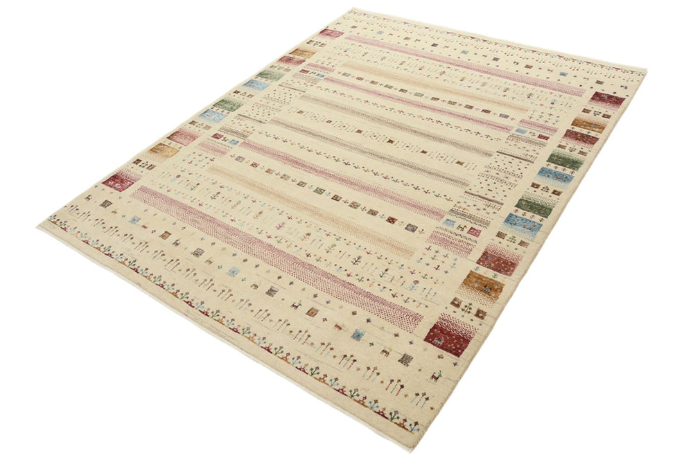 Gabbeh Teppich - Loribaft Indus - 201 x 155 cm - hellbeige