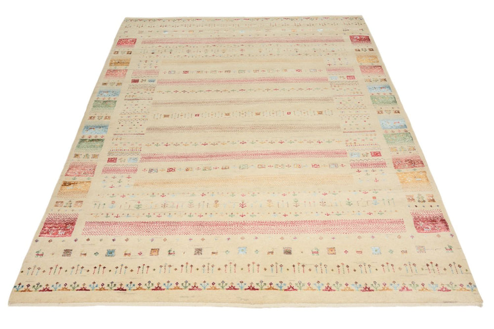Gabbeh Teppich - Loribaft Indus - 201 x 155 cm - hellbeige