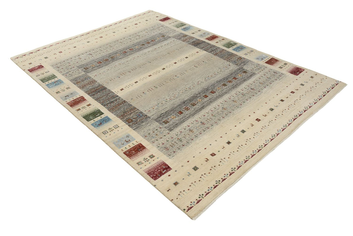 Gabbeh Teppich - Loribaft Indus - 244 x 177 cm - hellbeige