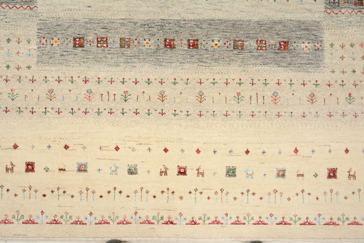 Gabbeh Teppich - Loribaft Indus - 204 x 146 cm - hellbeige