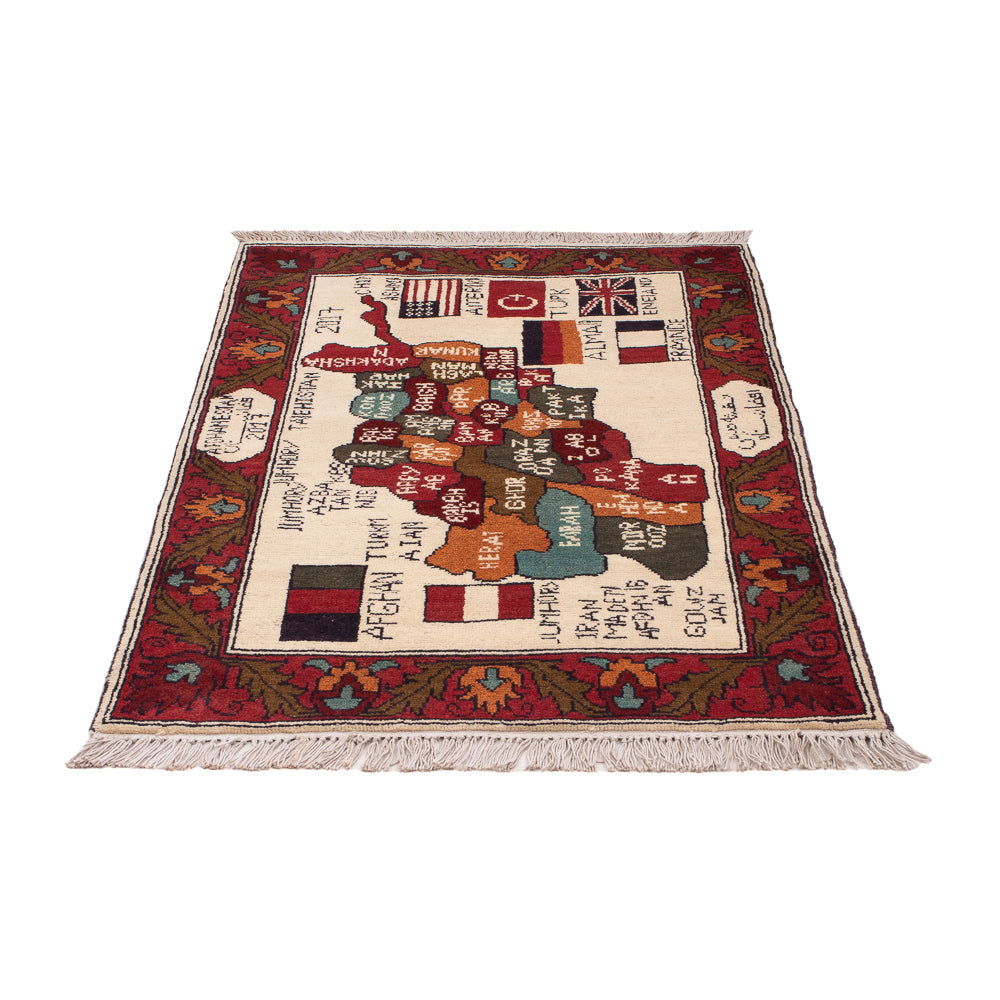 Afghan Teppich - Landkarte - 115 x 74 cm - mehrfarbig