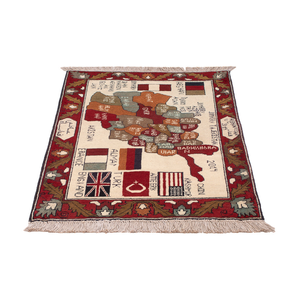 Afghan Teppich - Landkarte - 97 x 69 cm - mehrfarbig