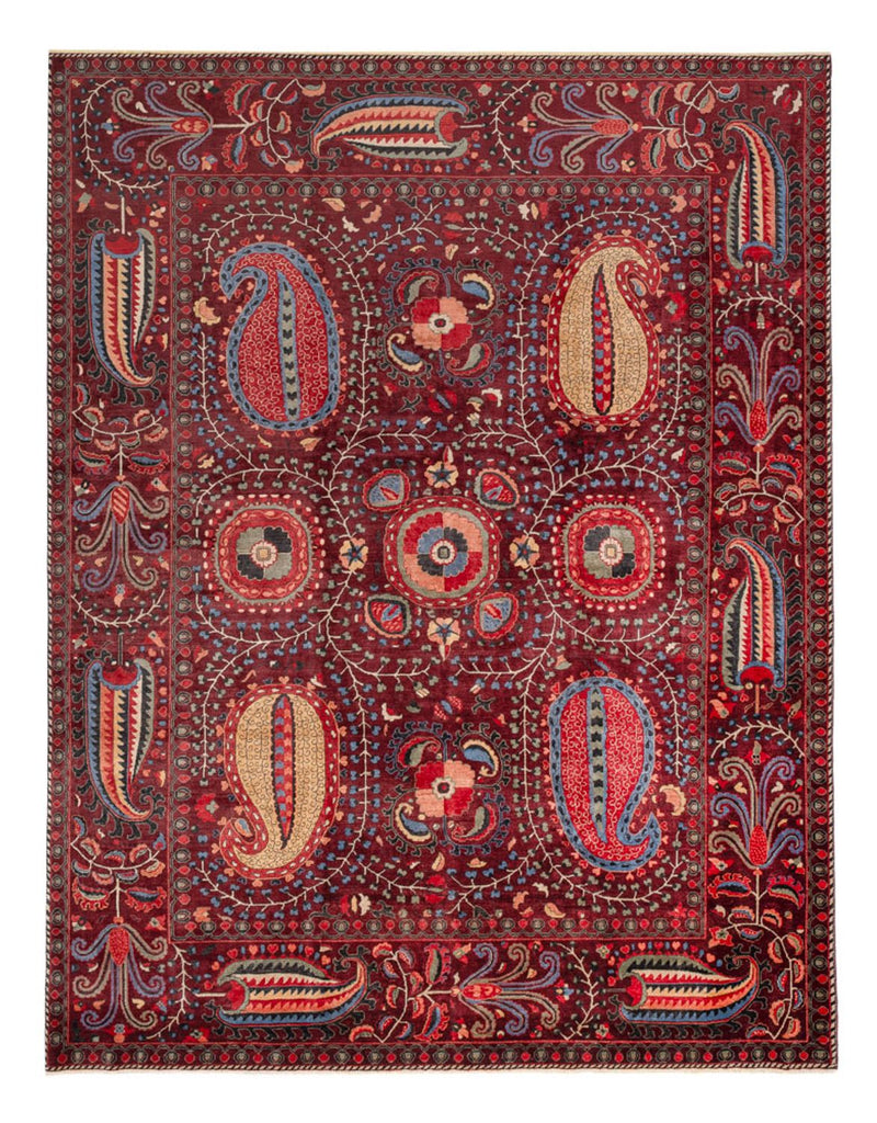 Designer Teppich - 309 x 251 cm - weinrot