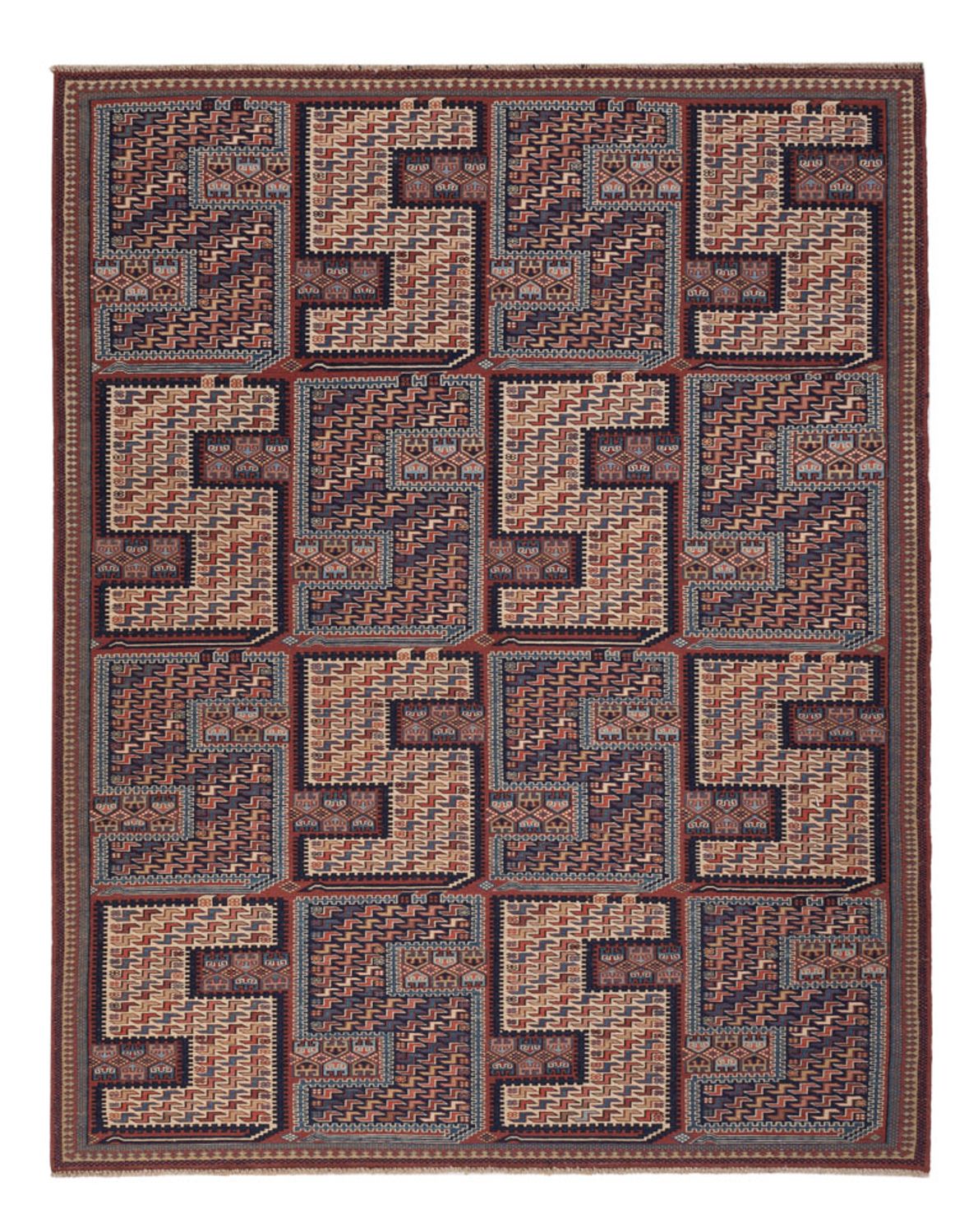 Kelim Teppich - Oriental - Soumak - 207 x 165 cm - dunkelbeige