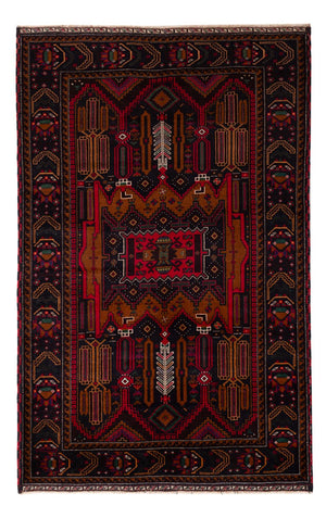 Belutsch Teppich - 195 x 117 cm - dunkelrot
