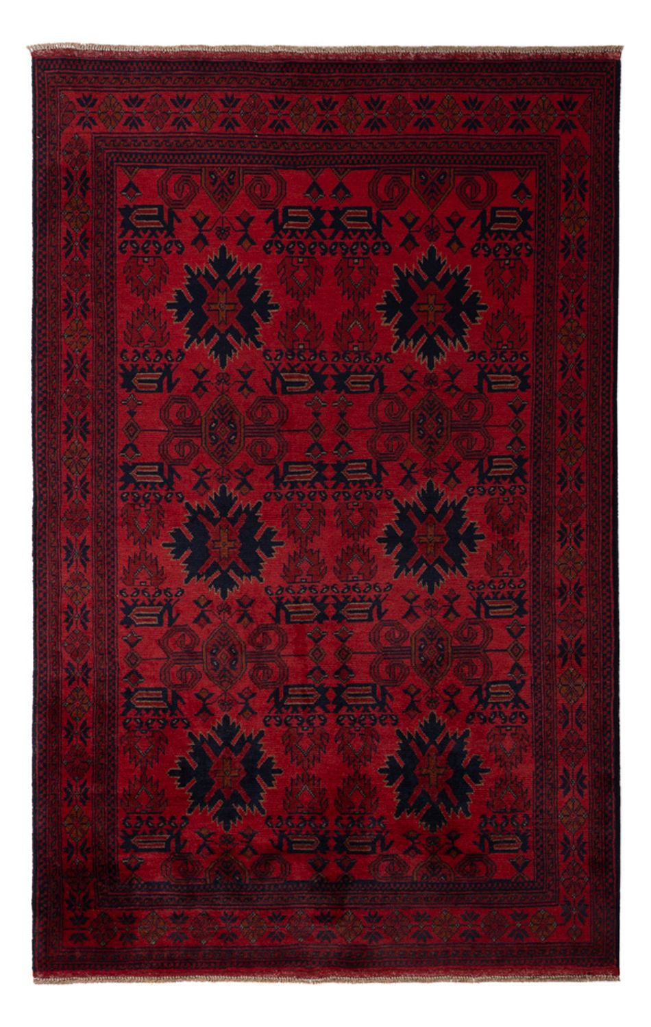 Afghan Teppich - Kunduz - 199 x 123 cm - dunkelrot