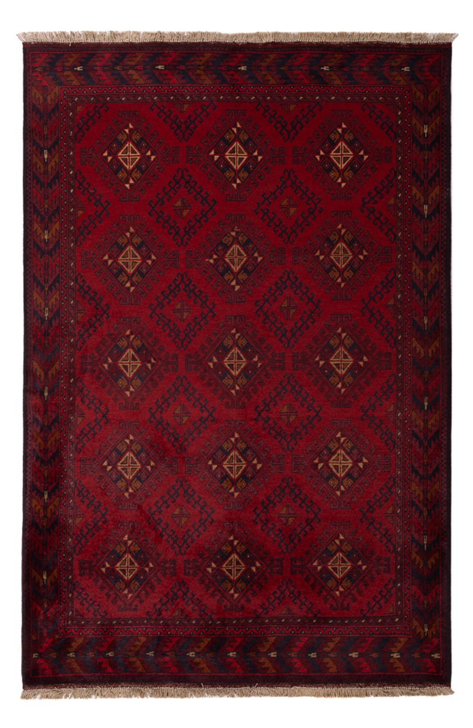 Afghan Teppich - Kunduz - 195 x 125 cm - dunkelrot