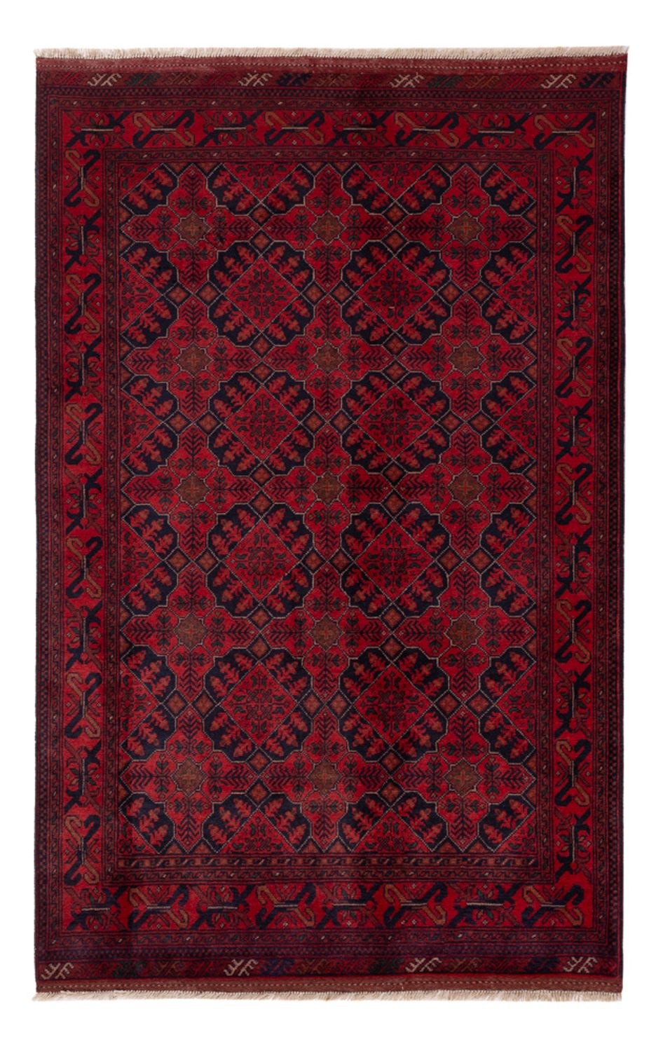 Afghan Teppich - Kunduz - 198 x 125 cm - dunkelrot