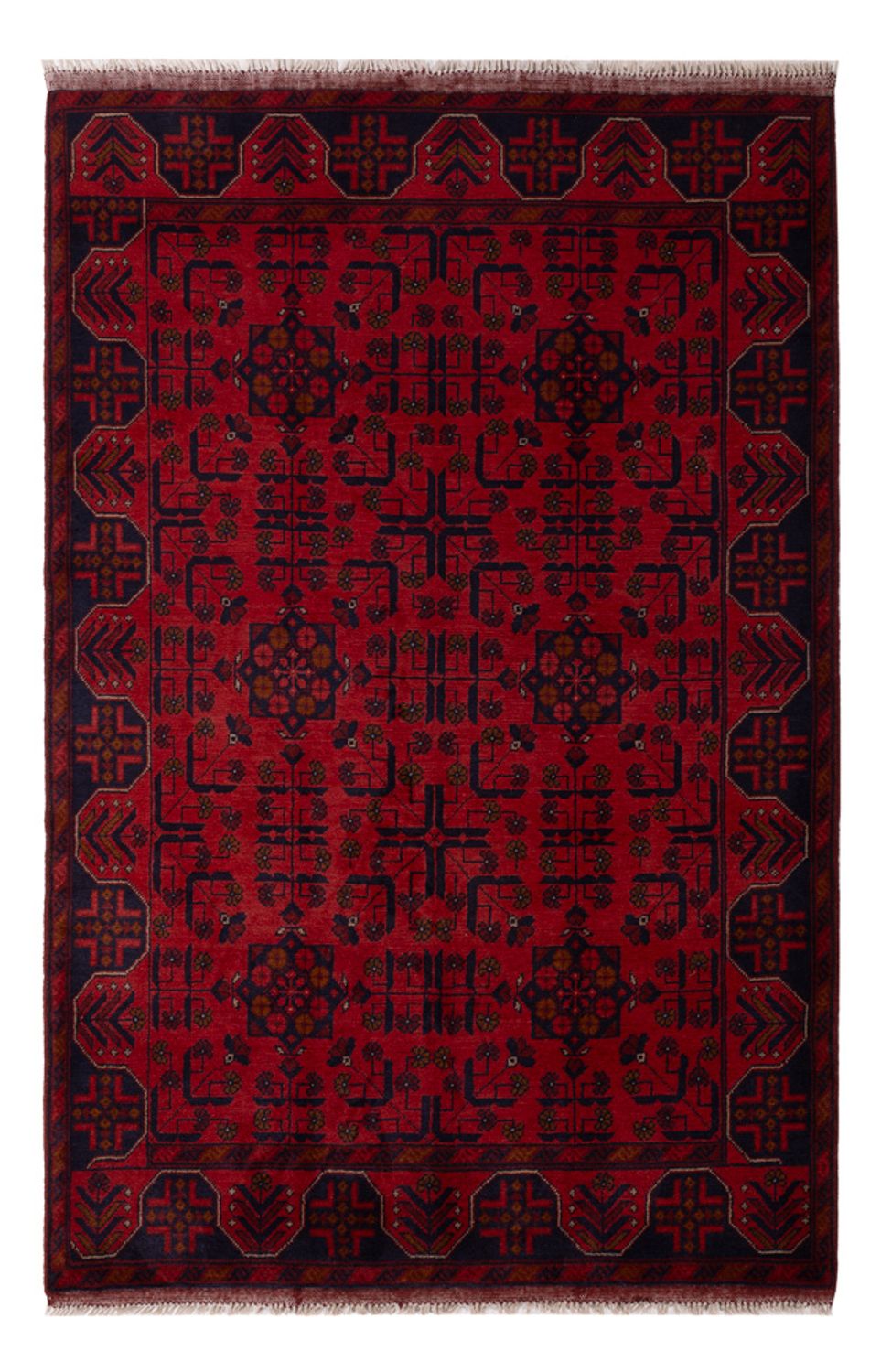 Afghan Teppich - Kunduz - 196 x 130 cm - dunkelrot