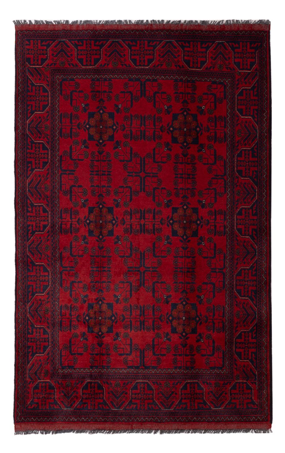 Afghan Teppich - Kunduz - 197 x 125 cm - dunkelrot