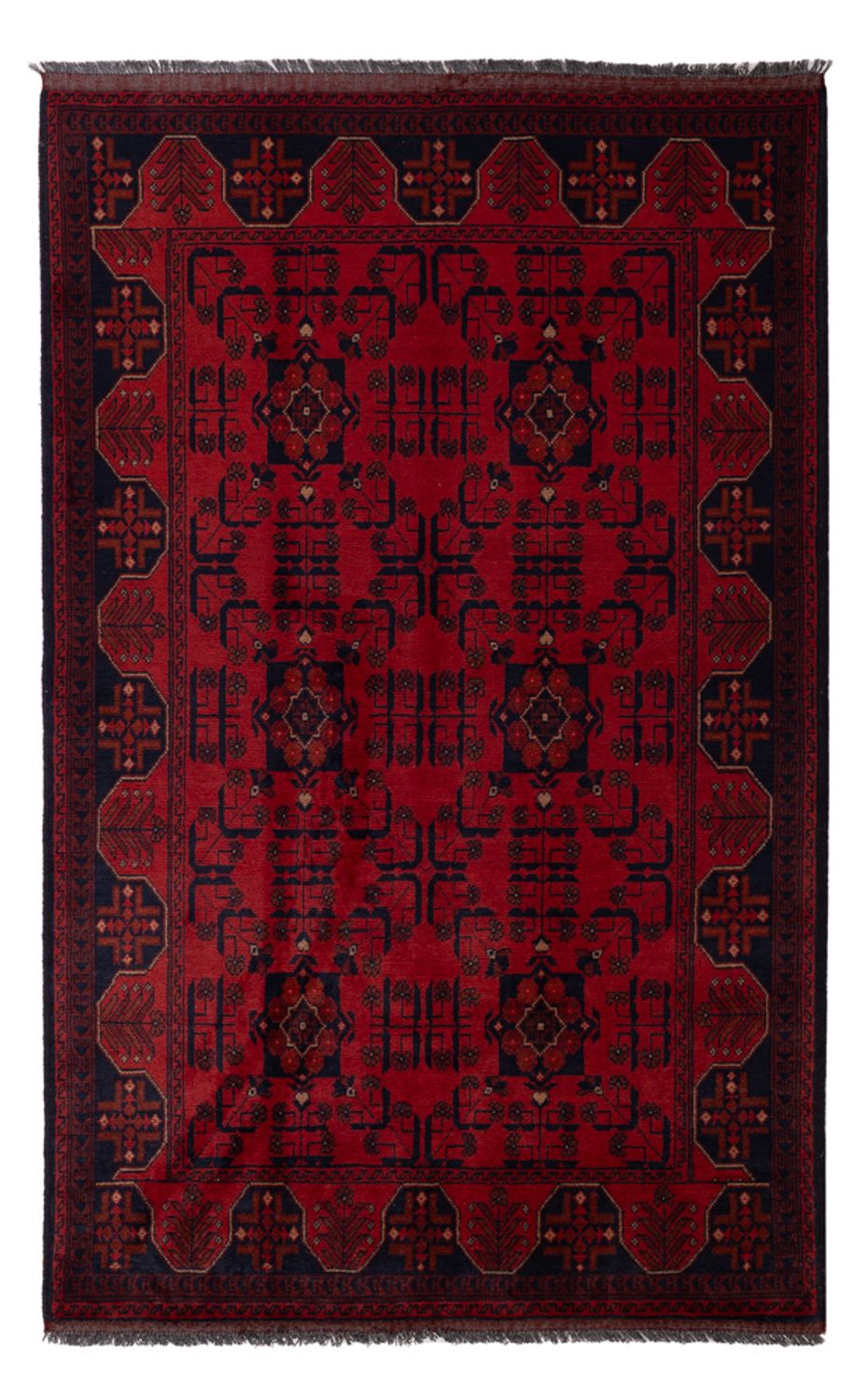Afghan Teppich - Kunduz - 197 x 121 cm - dunkelrot