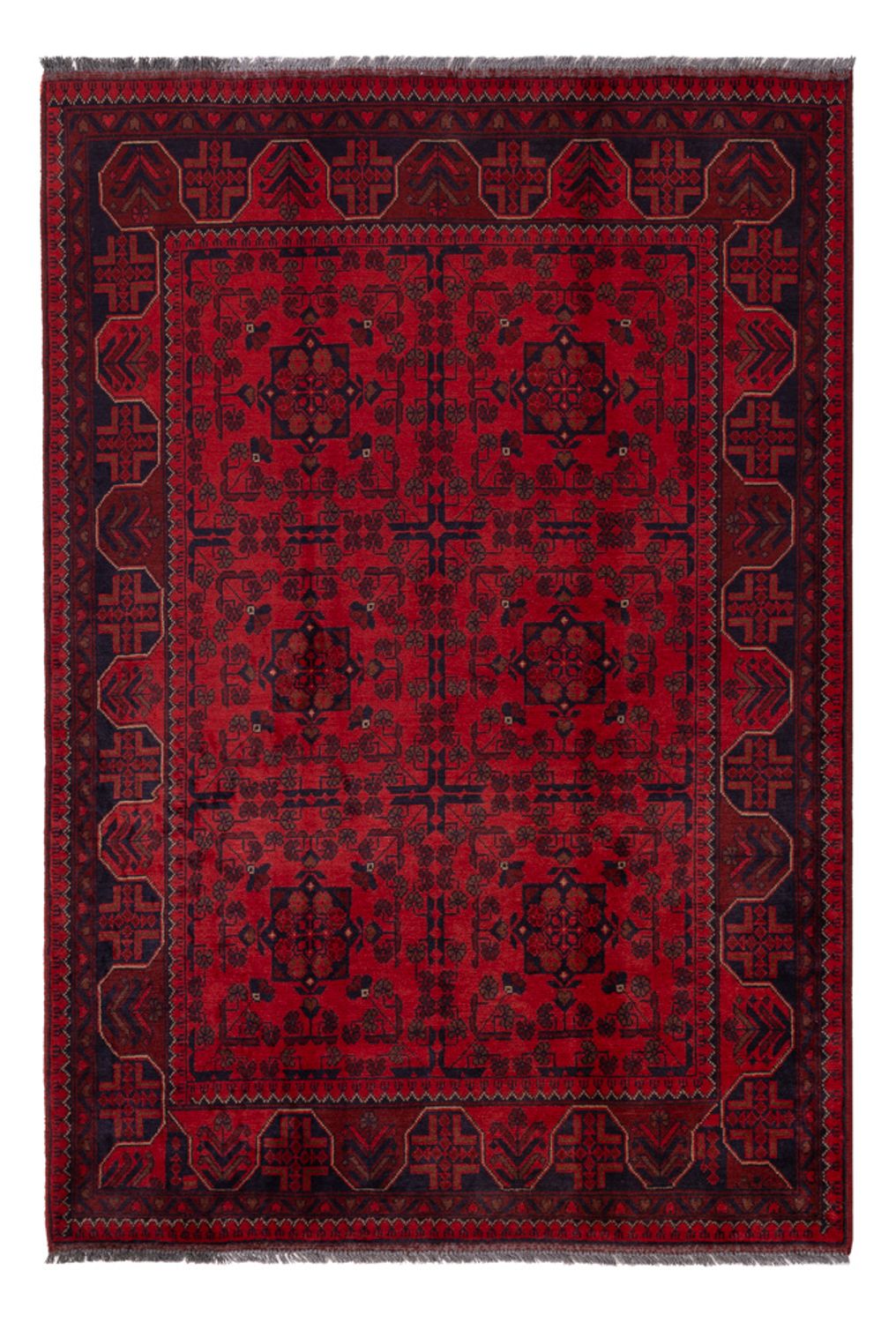 Afghan Teppich - Kunduz - 195 x 128 cm - dunkelrot