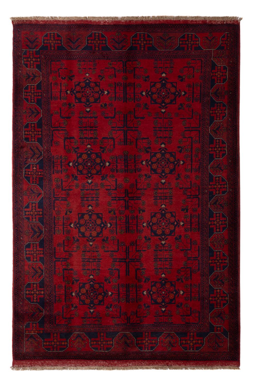 Afghan Teppich - Kunduz - 198 x 130 cm - dunkelrot