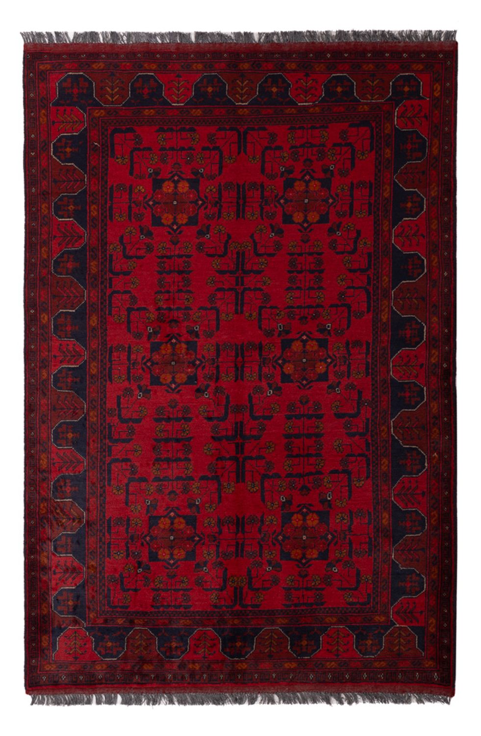 Afghan Teppich - Kunduz - 189 x 129 cm - dunkelrot