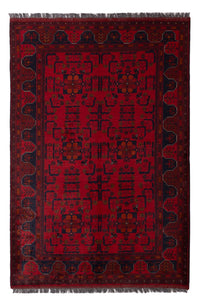 Afghan Teppich - Kunduz - 189 x 129 cm - dunkelrot