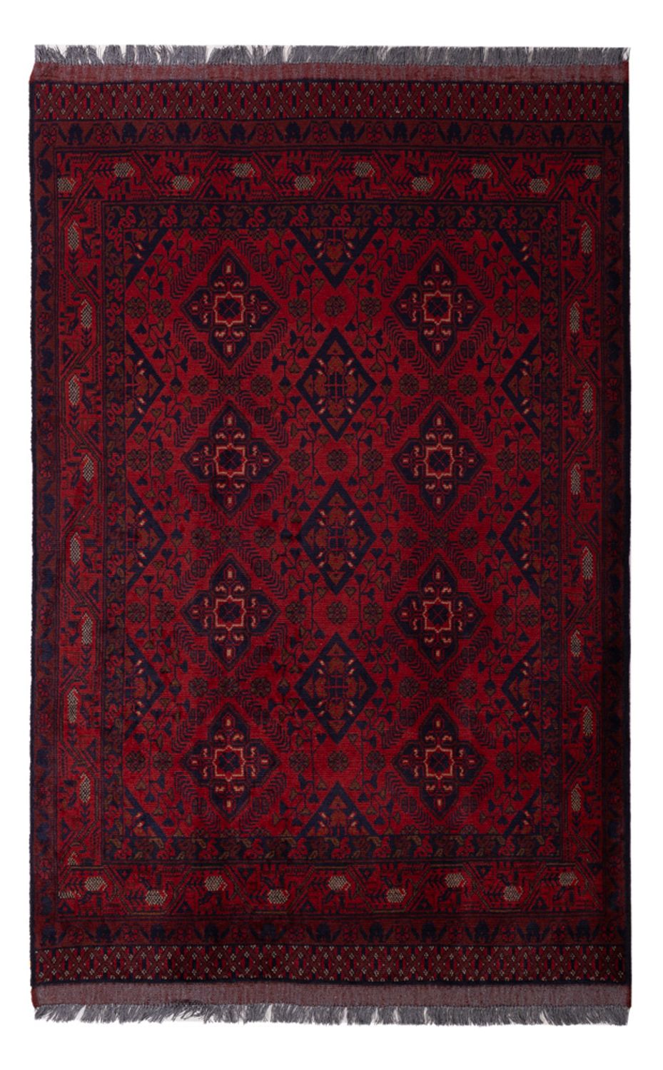 Afghan Teppich - Kunduz - 190 x 128 cm - dunkelrot