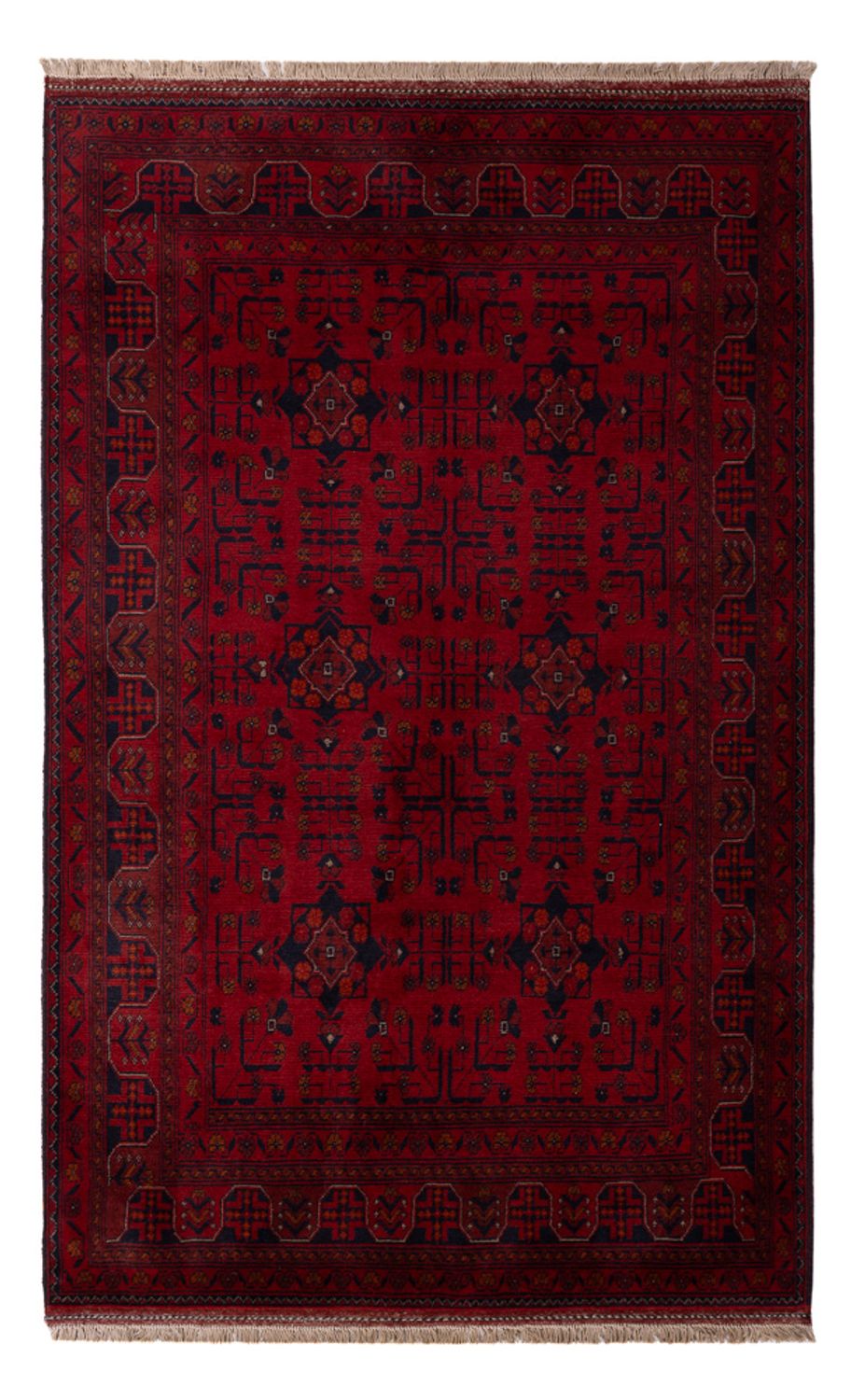 Afghan Teppich - Kunduz - 201 x 130 cm - dunkelrot