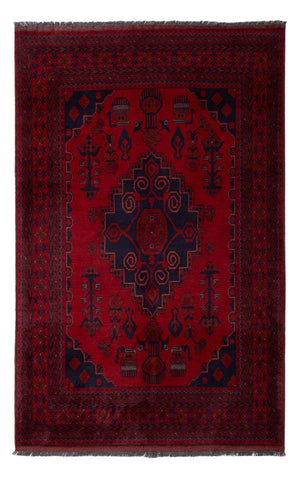 Afghan Teppich - Kunduz - 190 x 121 cm - dunkelrot