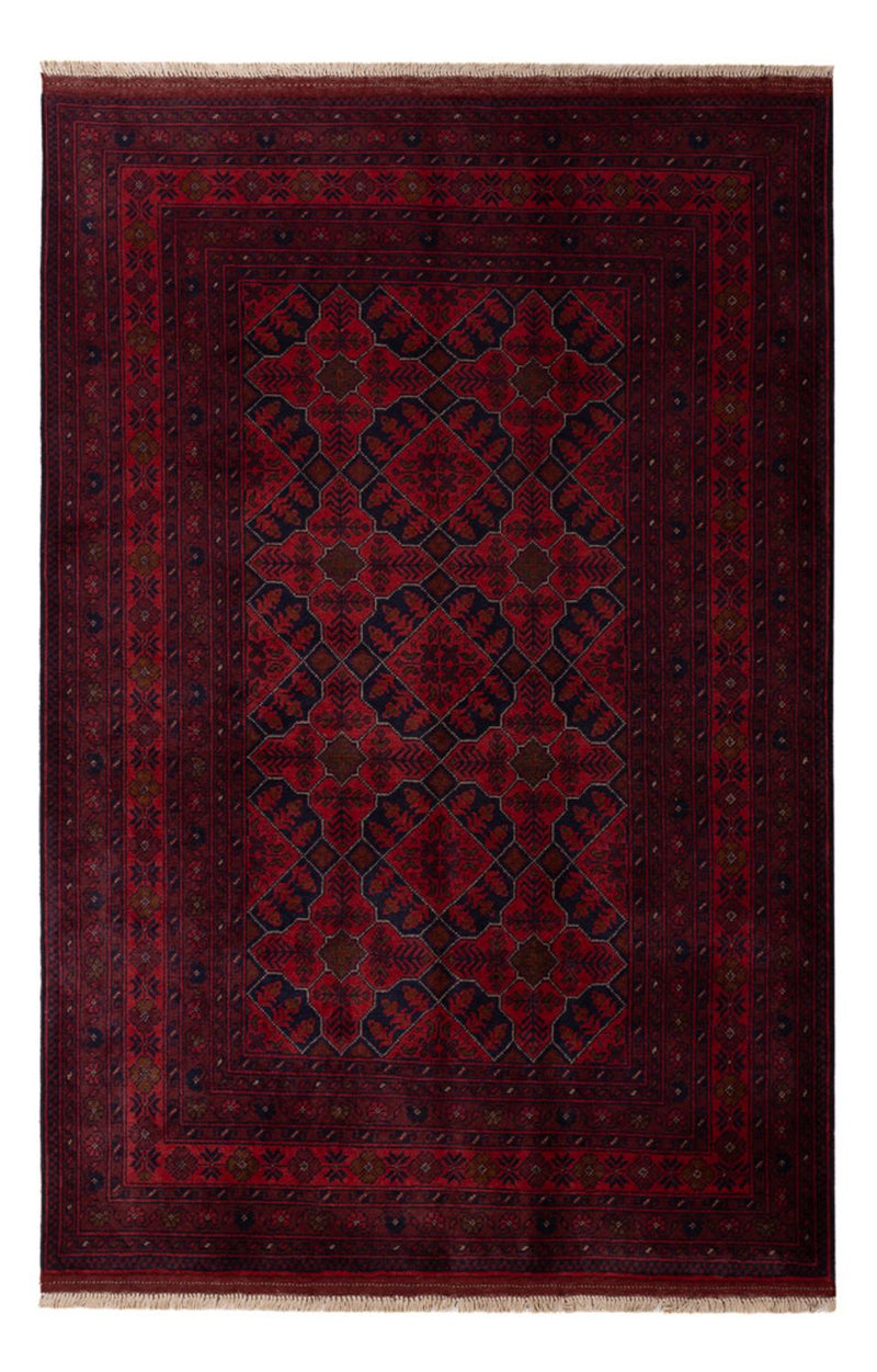 Afghan Teppich - Kunduz - 193 x 125 cm - dunkelrot