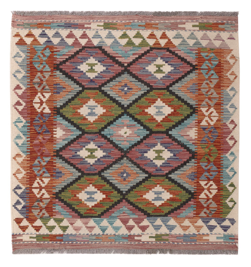 Kelim Teppich - Splash quadratisch  - 104 x 97 cm - mehrfarbig