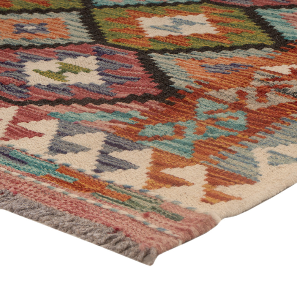 Kelim Teppich - Splash quadratisch  - 104 x 97 cm - mehrfarbig