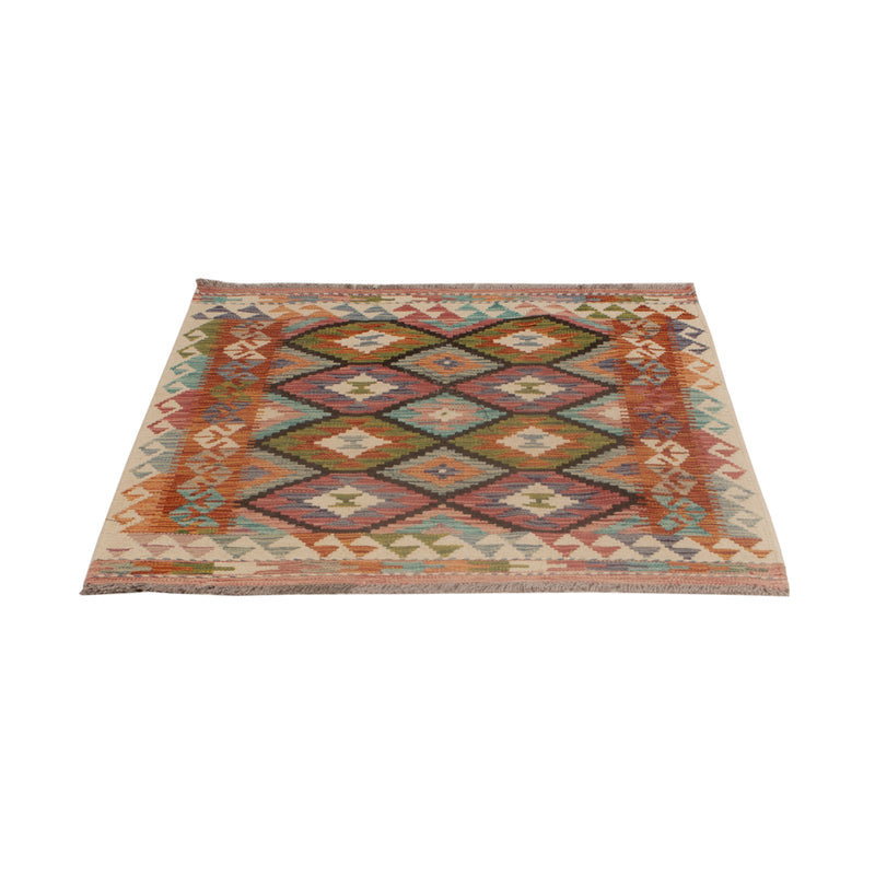 Kelim Teppich - Splash quadratisch  - 104 x 97 cm - mehrfarbig