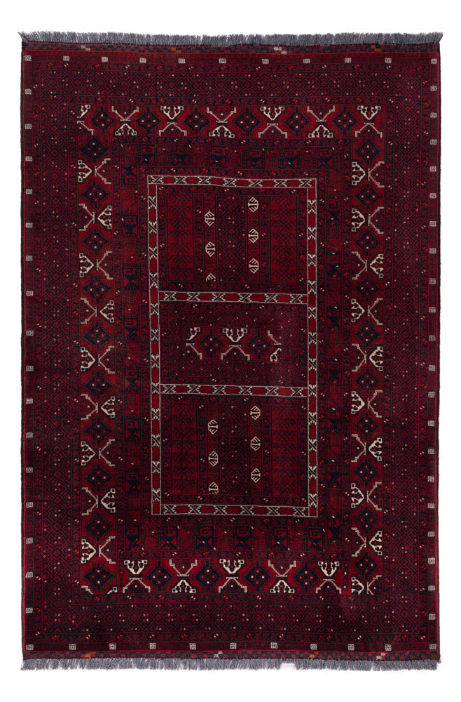 Afghan Teppich - 239 x 163 cm - dunkelrot