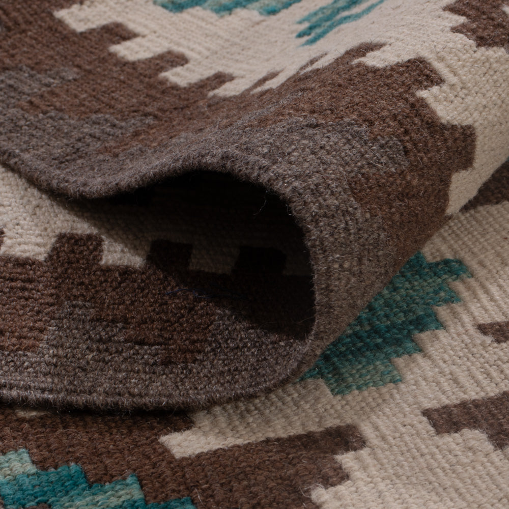 Kelim Teppich - Splash - 190 x 147 cm - dunkelgrün