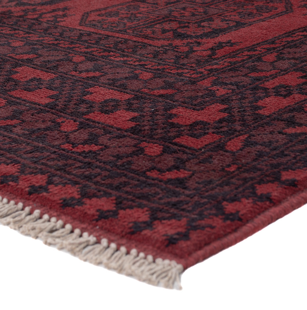Afghan Teppich - Filpa - 198 x 142 cm - dunkelrot