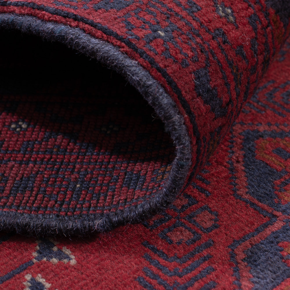 Läufer Afghan - Kunduz - 290 x 80 cm - dunkelrot