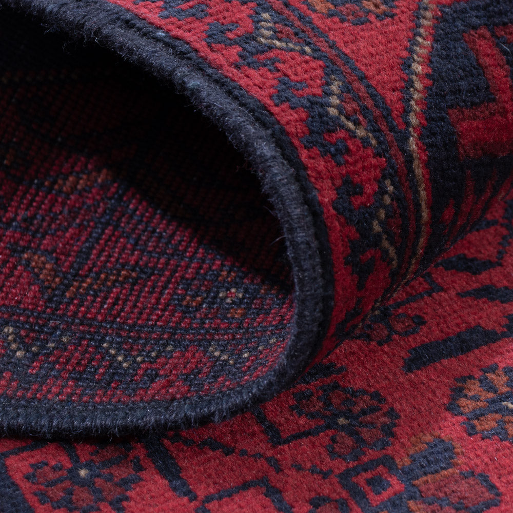 Läufer Afghan - Kunduz - 299 x 82 cm - dunkelrot