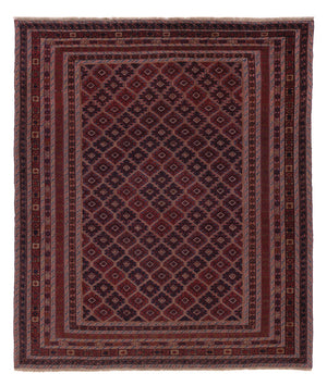 Kelim Teppich - Oriental quadratisch  - 187 x 161 cm - dunkelrot