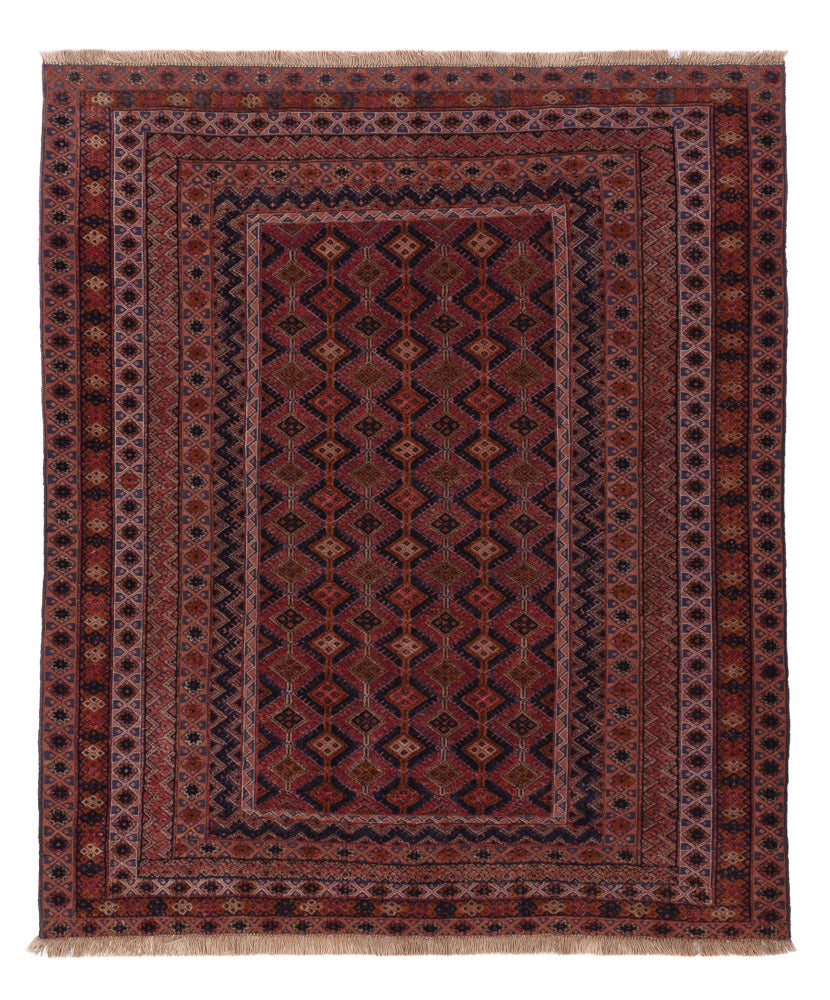 Kelim Teppich - Oriental quadratisch  - 189 x 157 cm - dunkelrot